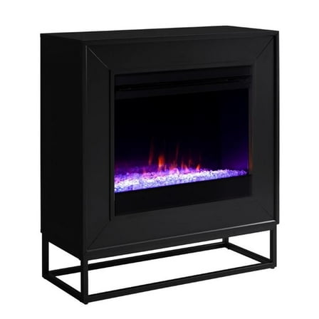 Maklaine Engineered Wood Color Changing Electric Fireplace in Black