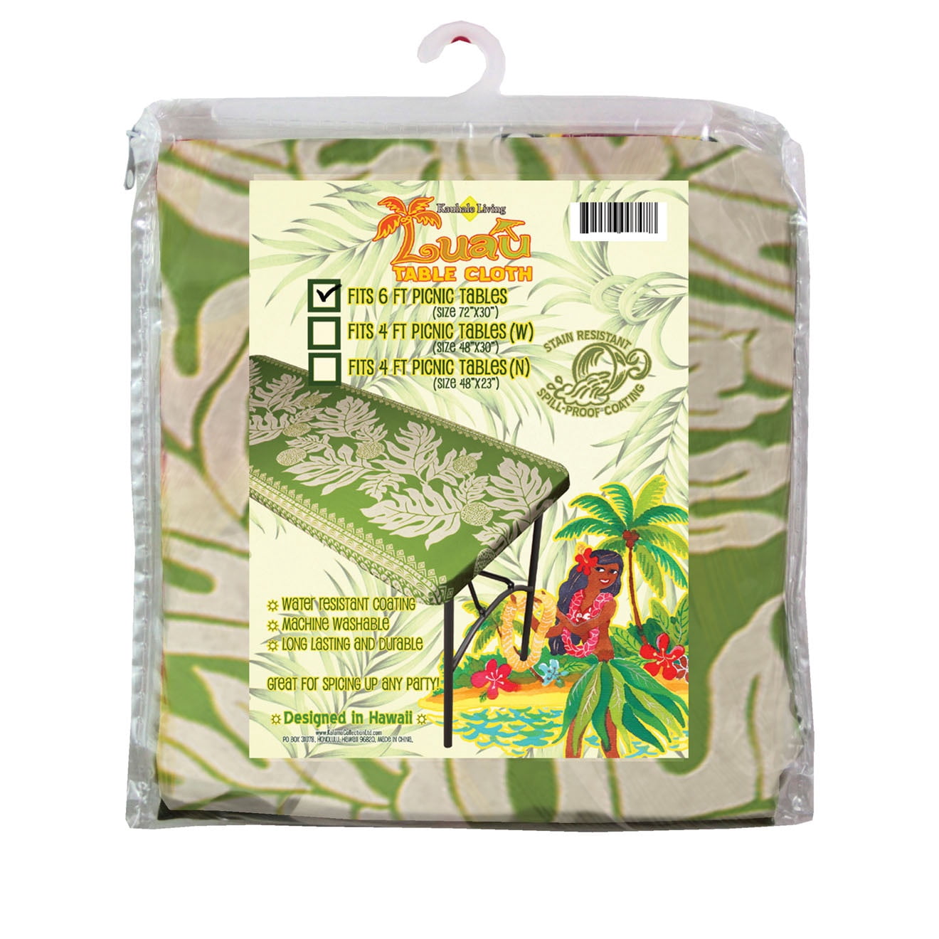 Hi Kalama Collection 72" x 30" Home Decor Sage Tablecloth