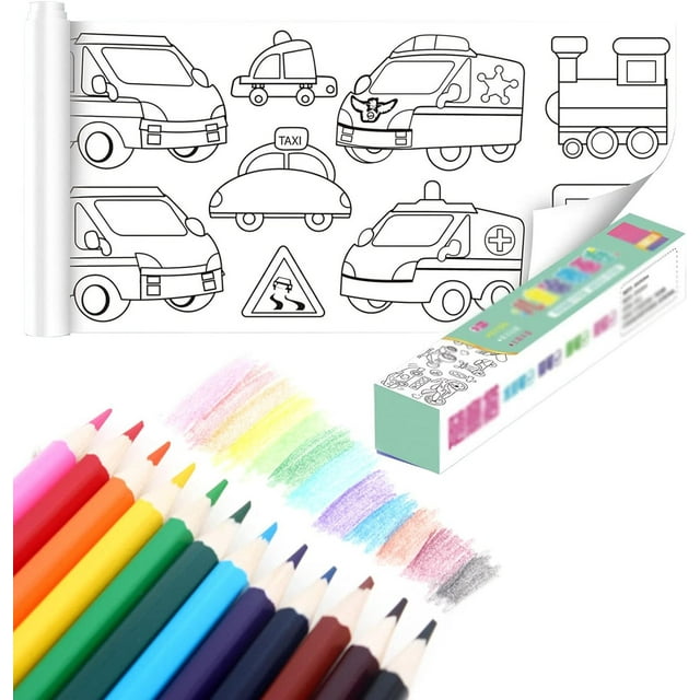 Children's Drawing Roll With 12-Color Pencil, Coloring Paper Roll For Kids, Oversize Childrens Drawing Roll, Roll Drawing Paper For Kids, Children Drawing Roll