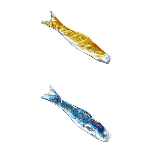 2 banderas de carpa japonesa Koinobori para decoración de jardín, patio, bar y terraza. Amarillo azul