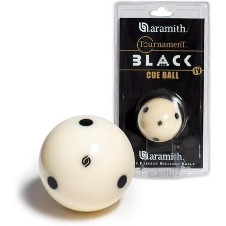 Aramith Tournament Black Billiard Pool Cue Ball 2 1/4" 6 Black Dots in a blister