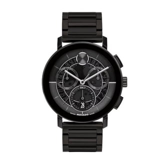 Movado Luno Museum Stainless Steel Black Dial Quartz Mens Watch