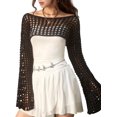 thumbnail image 2 of Women’s Cropped Knit Shrug Top Lightweight Bell Sleeve Summer Cover-Up, Soft Breathable Cropped Cardigan Shrug for Casual & Beach, Cropped Shrug Women, 2 of 7