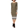 thumbnail image 2 of Bar III Womens Ribbed-Knit Midi Sweater Dress, Green, Small, 2 of 3