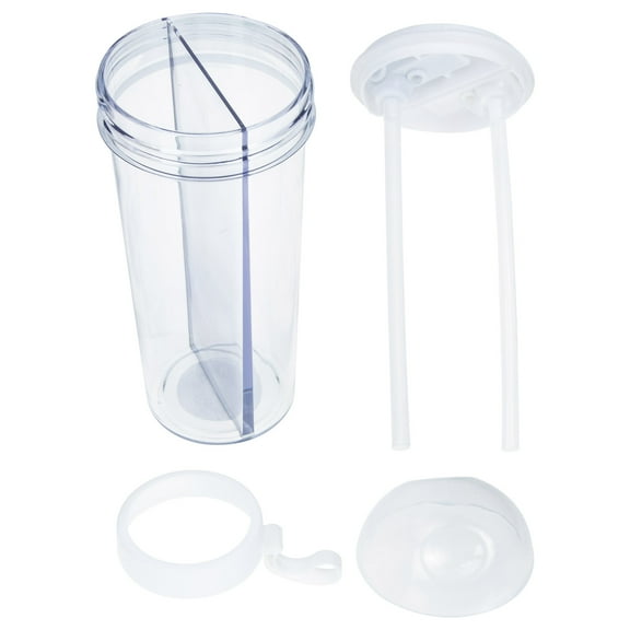 Double Drinking Glass Plastic Coffee Mug Sippy Cup with Straw Fitness Lovers Dual Purpose Water Bottles