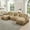 Light Coffee, variant on 107" Modular Sectional Sofa, L-Shaped Cloud Couch with Removable Ruffles Pleats Skirts and Movable Ottoman, 4 Seater Chenille Sleeper Couch Set, Light Coffee