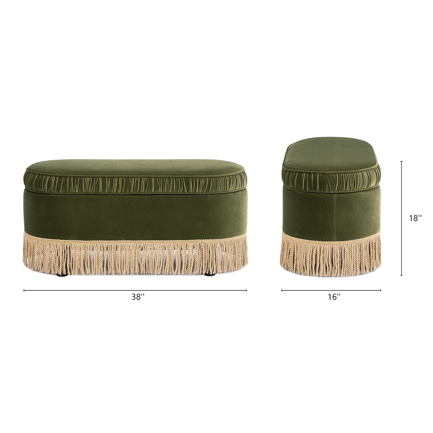 Jennifer Taylor Home Serena 38" Oval Storage Bench Ottoman, Olive Green Performance Velvet