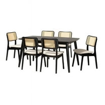 Baxton Studio Dannon Cream Fabric and Black Finished Wood 7-Piece Dining Set