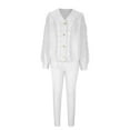 thumbnail image 4 of Yeaiivve Fall Outfits for Women 2 Piece Set Cable Knit Cardigan Tops and Pants Matching Lounge Sweatsuits White M, 4 of 5