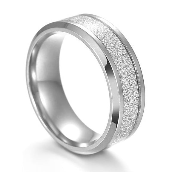 Men's Titanium Steel Ring Polished Geometric Mesh Design Band Simple Ring 8mm Width and 2.3mm Thickness Perfect Gift