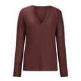thumbnail image 3 of TIHLMK Blouses Shirts Fashion Women Casual Turndown Collar Long Sleeve Loose T-Shirt Autumn Blouse Pullover Tops Wine, 3 of 9
