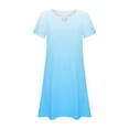 thumbnail image 5 of Women Summer Dress Ruffle Petal V-Neck Sundress Short Sleeve Casual Dress Light Blue M, 5 of 5