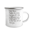 thumbnail image 2 of Boss Coffee Mug, Dear Boss, Thanks For Being my Boss, Coworker Coffee Mug-12 oz Stainless Steel Enamel Finish White Camper Coffee Mug, 2 of 2