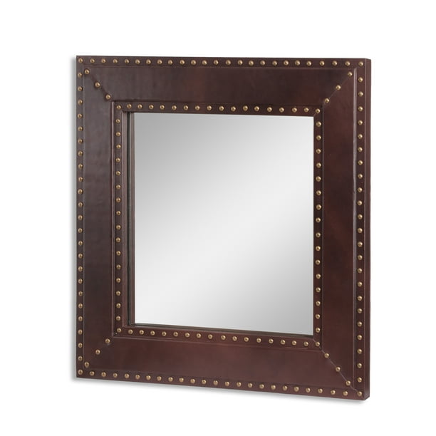 Noble House Barwick Leather Studded Square Wall Mirror Dark Brown Com - Dark Brown Wall Mirror Noble House Barwick Leather Studded Square Wall Mirror Dark Brown Com - Dark Brown Wall Mirror