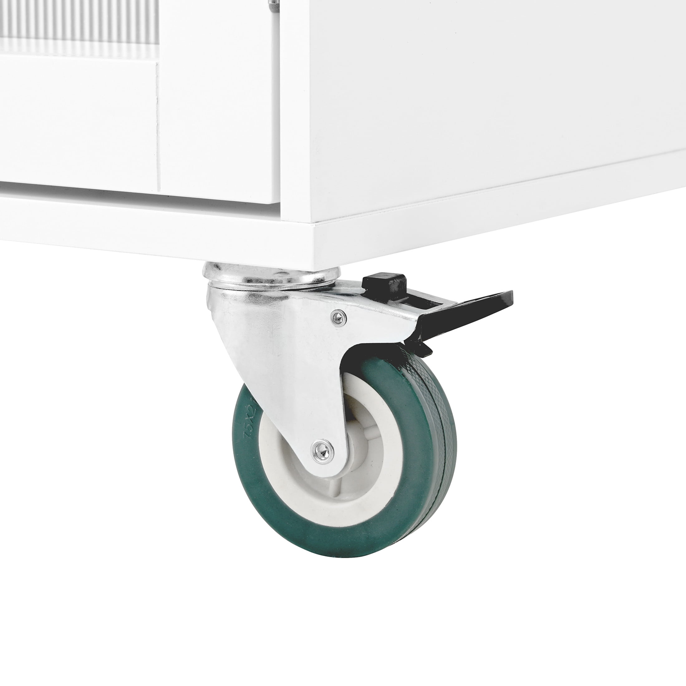 Noble House Mobile Kitchen Island Cart with Drop-Leaf Top, Drawers, Cabinet & Racks, White