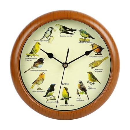 10 Bird Wall Clock with Hourly Singing Bird Sounds, Decorative Battery Operated Bird Sound Wall Clock for Home, Kitchen, Living Room & Office Decor