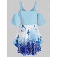 thumbnail image 2 of Talla grande mariposa floral abierta camiseta Rosegal  Camisetas tallas grandes, 2 of 5