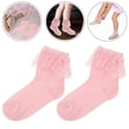 thumbnail image 2 of Pink Baby Girl Ruffle Socks for Infants Comfortable Cotton 4Pcs, 2 of 4