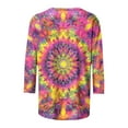 thumbnail image 4 of BangWanChi Womens Summer Tops 3/4 Sleeve Women's Casual 3/4 Sleeved Round Neck Print Top Long Sleeved Round Neck Top/shirt, 4 of 5