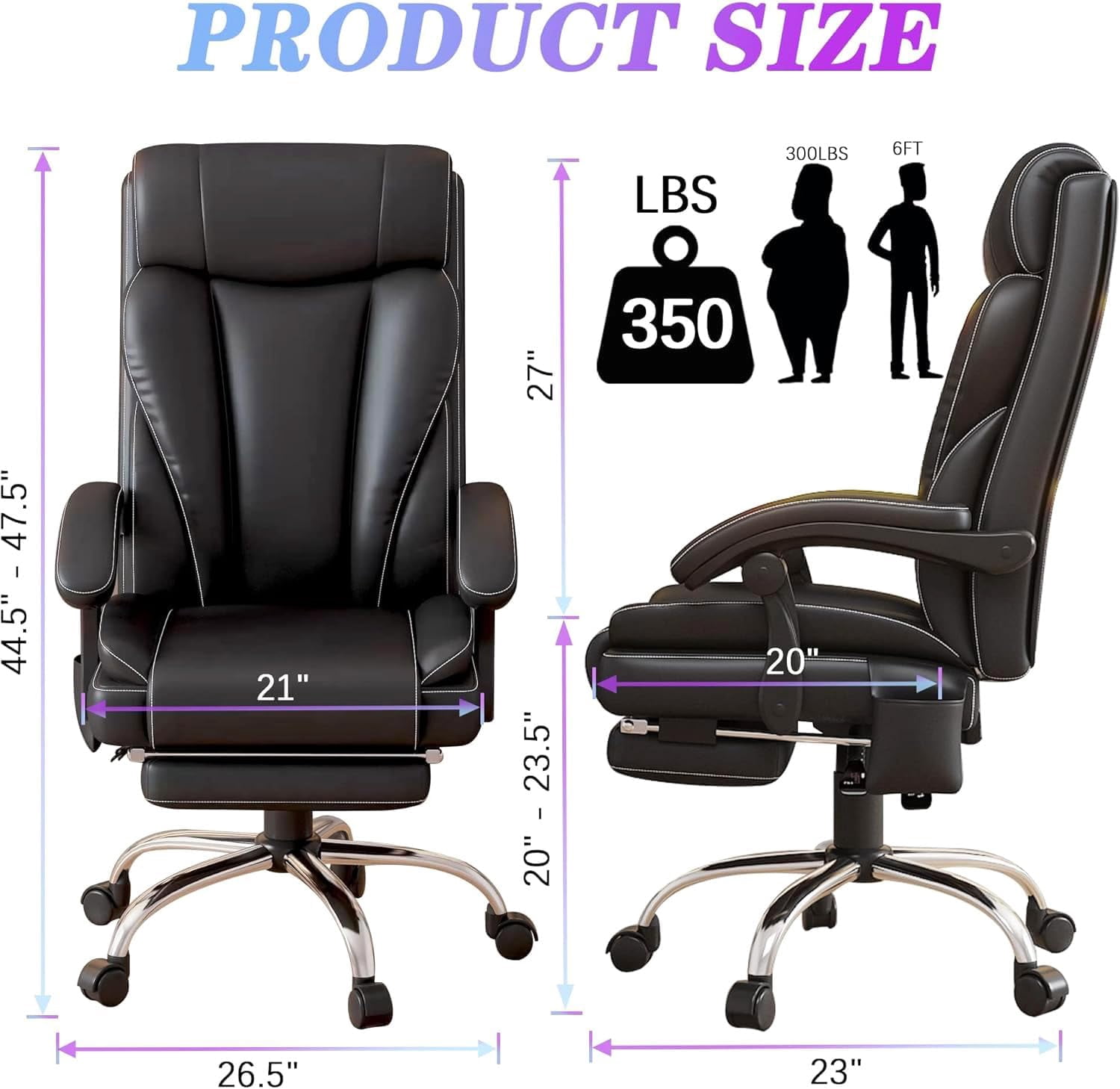 Eliantte Reclining Massage Office Chair with 7 Points Vibration and Wheels, Home Office Desk Chairs, 350lb
