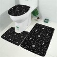 thumbnail image 2 of Black White Gothic Moon Flower Leaf Pattern Bathroom Rugs Sets 3 Piece,Toilet Cover Set,Absorbent Non Slip Bathroom Mats Sets with U-Shaped Contour Rug Toilet Rug Set, 2 of 5