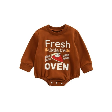 

Niceyoeuk Baby Girl Boys Thanksgiving Day Cartoon Print Loose Short Romper