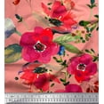 thumbnail image 1 of Soimoi Rayon Fabric Leaves & Poppy Flower Print Fabric by the Yard 56 Inch Wide, 1 of 1