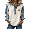 thumbnail image 2 of JoveMarine Women's Loose Fit Long Sleeve Top with Vintage Print Casual Flowy Blouse for Spring/Summer Daily Wear Beige L, 2 of 8