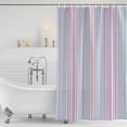 thumbnail image 2 of Polyester Fabric Colorful Striped Shower Curtain, Pink Blue Yellow Abstract Vertical Lines Waterproof Bathtub Curtain Bathroom Decor Set with Hooks 54 x 78 Inches, 2 of 6