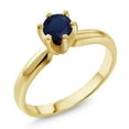 thumbnail image 2 of Gem Stone King 0.60 Ct Round Blue Sapphire 18K Yellow Gold Plated Silver Ring (Size 5), 2 of 3