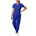 thumbnail image 1 of Sivvan Women's Scrub Set - Multi Pocket Cargo Pants & Stylish Mock Wrap Top (Available in 15 Colors), 1 of 6