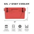 thumbnail image 7 of 65QT Portable Cooler, Outdoor Camping Ice Chest with Wheels - 5-Day Ice Retention Red + Garden & Outdoor + ABS + Plastic, 7 of 7