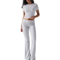 thumbnail image 2 of Pantalón de Traje de Corta Ajustado de Color Liso Gris XL, 2 of 9