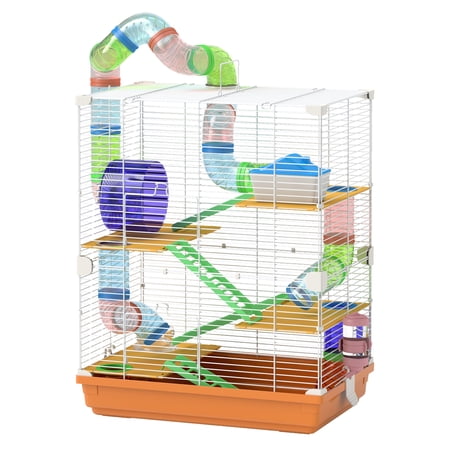 Hamster Cage 5 Tier Portable Carrier w/Wheel & Tubes - Small Animal Habitat