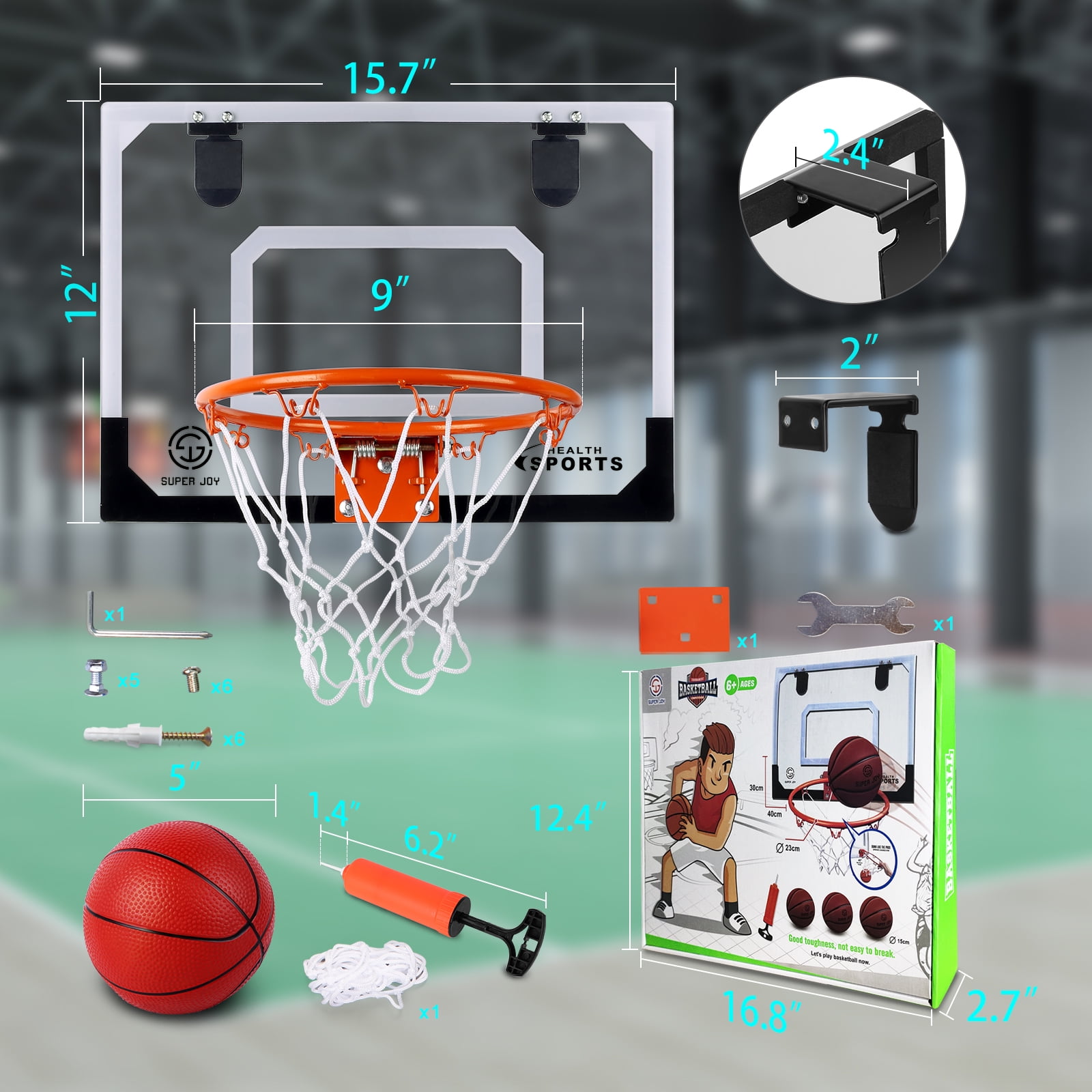 AOKESI Indoor Basketball Hoop Set for Kids, Basketball Hoops with 3 Balls & 1 Nylon Net Indoor/Outdoor Door Basketball Hoops Game Gifts for Adults
