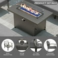 thumbnail image 5 of Gotland 5 Seats Outdoor Metal Patio Furniture Set with 2 Swivel Rocking Chairs&55,000 BTU Gas Fire Pit Table w/Glass Wind Guard Patio Conversation Sectional Sofa Sets-Grey, 5 of 8