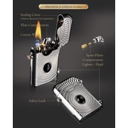 Automatic Ignition Classic Brass Kerosene Lighter, Refillable, Soft-Flame, Safety Lock, Relief Carving, Inlay, Unique, Luxury, Collectible, Fathers Gift, Thorens Gen 1 Single Claw Eye of Diamond