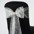 thumbnail image 4 of BalsaCircle 10 Ivory Fancy Embroidered Sheer Organza Chair Sashes Bows Ties, 4 of 4