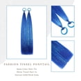 thumbnail image 3 of Blue Ponytail Extensions Hair With Tinsel for Women Girls Hair Accessories Synthetic Braiding Hair Pieces With Rubber Band Daily Party Festival Halloween Rave Wacky Crazy Hair Extensions 27.5 inch, 3 of 8