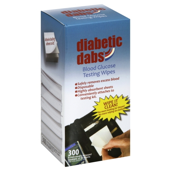 New Diabetic Dabs Blood Glucose Testing Wipes 300 Wipes