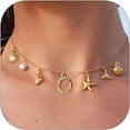 thumbnail image 2 of HMPEAIIY 26 Initial Charm Necklace For Women Seashell Letter Necklaces Gold Charms Pendant Boho Summer Seashell Beach Jewelry Locket Necklace for Women Vintage S Necklace for Women Locket Necklace, 2 of 4