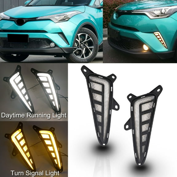 For Toyota CHR C-HR 2018 2019 LED DRL Fog Lights Daytime Running Lamp