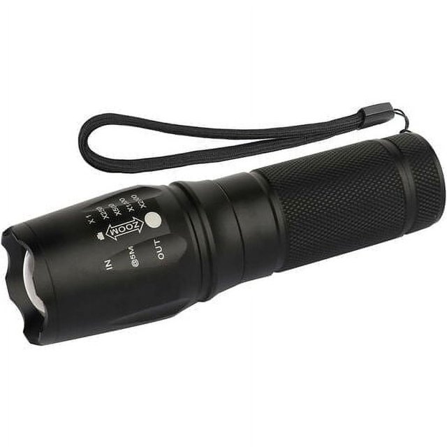 Linterna LED Antorcha táctica militar Antorchas Linterna de enfoque ajustable de lúmenes potentes súper brillantes (negro)