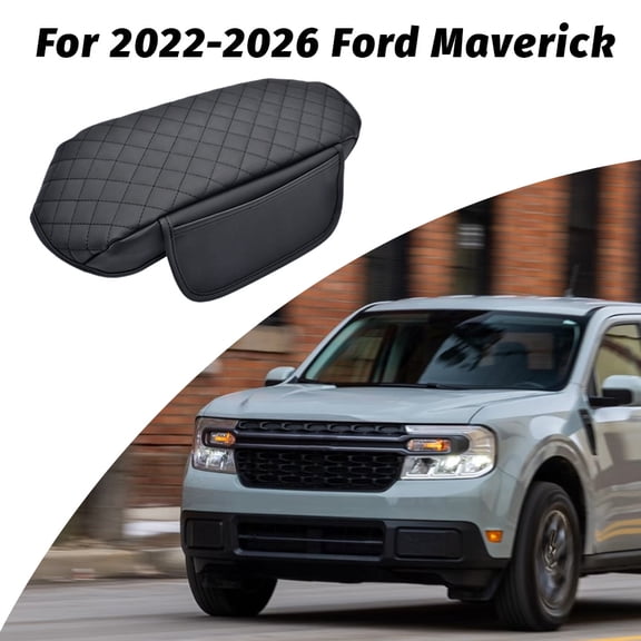 JJMY For Ford Maverick 2022-2026 Accessories Leather Center Console Armrest Cover Pad