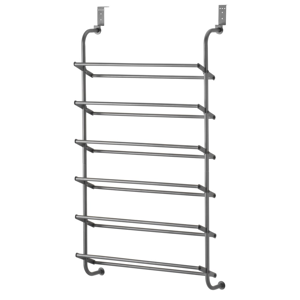 Whitmor 6 Shelf OvertheDoor Shoe Rack Gunmetal Gray 7.5" x 22.625