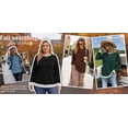 thumbnail image 6 of UVN Sweatshirts for Women Casual Long Sleeve Shirts Loose Fit Pleated Front Crewneck Tunic Tops, 6 of 8