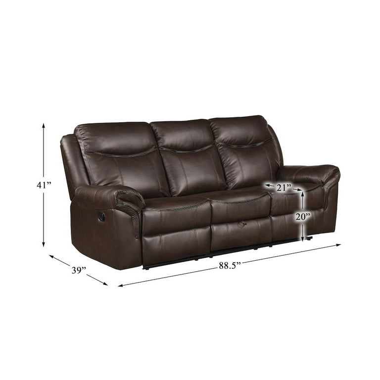Lexicon Aram Transitional Faux Leather Double Reclining Sofa in