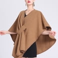 thumbnail image 4 of DPTALR Womens Comfort Solid Color Temperament Solid Color Woolen Cape Cape Jacket, 4 of 4