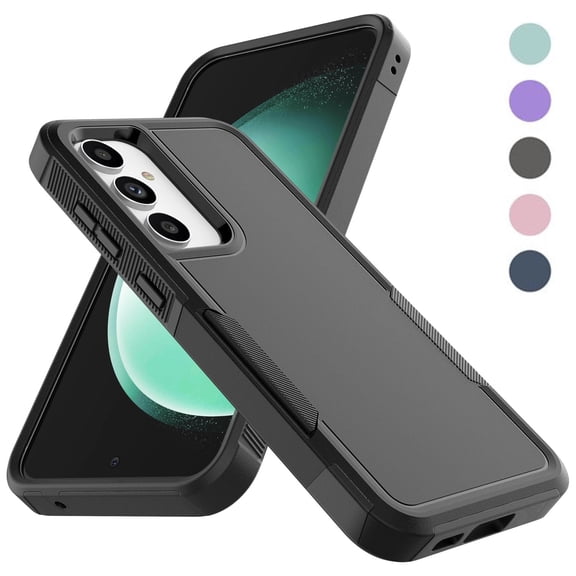 Shockproof Phone Case compatible with Samsung Galaxy S24 FE 5G 6.7 inch, Heavy Duty Rugged Armor Protective Cover with Hard Plastic Rubber Bumper, 2-in-1 Case, Mint Green