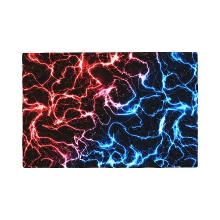 

Table Placemats Set of 6 - Red And Blue Lightning 12x18 In Faux Linen Double Heat Resistant Place Mats Cloth Indoor/Outdoor Placemats Washable Table Mats for Dining Kitchen Party